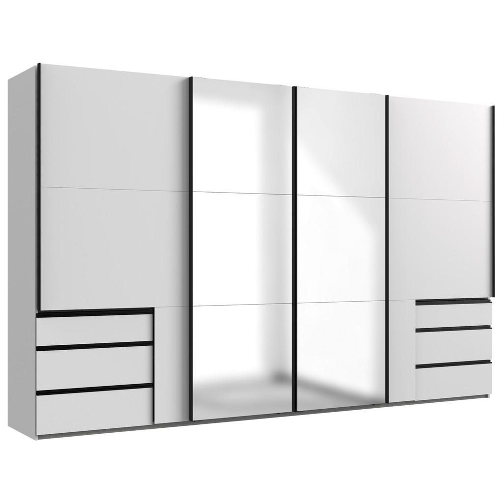 Schwebetürenschrank Level 36 A Weiß Dekor/spiegel, B: 350cm