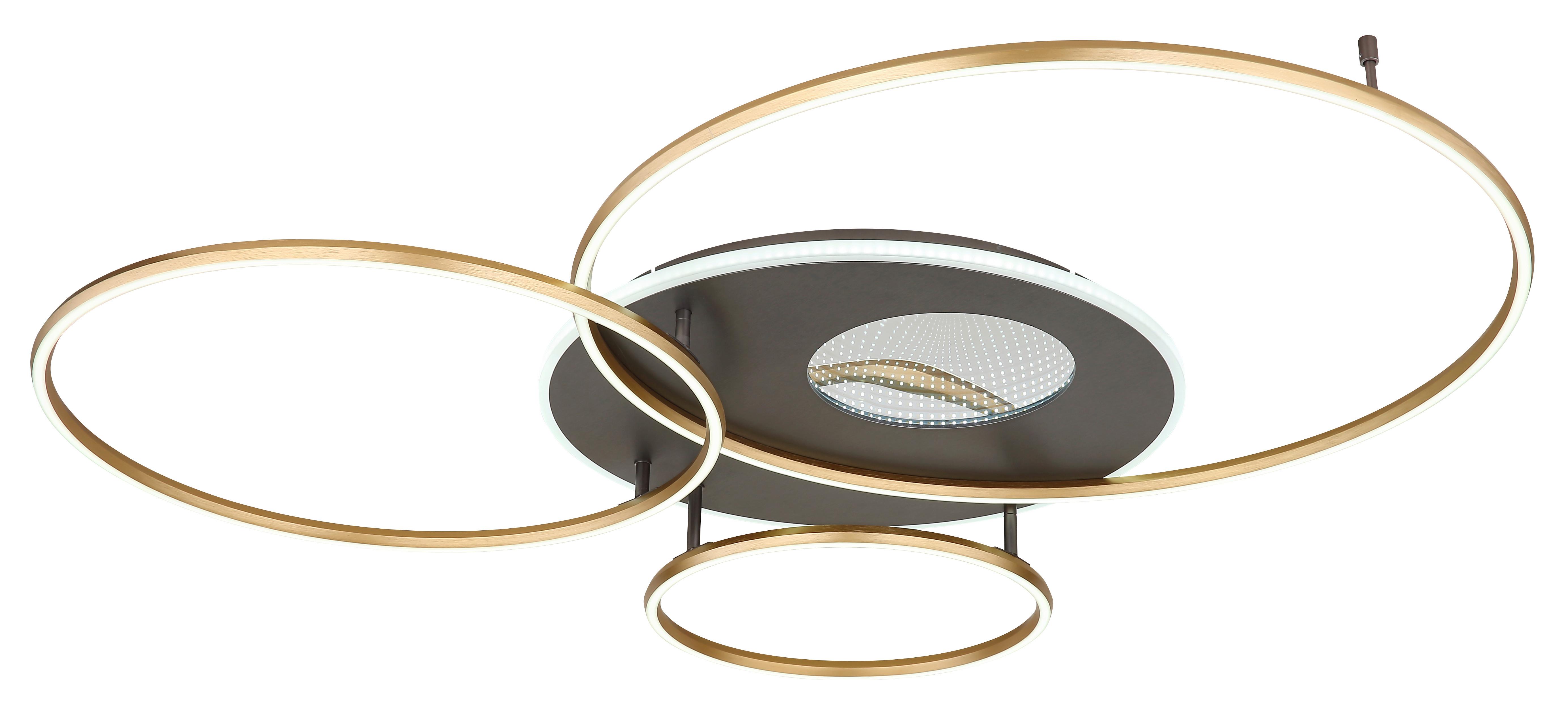 LED-Deckenleuchte Invertina Anthrazit Opal Goldfarben - Anthrazit/Goldfarben, Design, Kunststoff/Metall (126,4/105,3/13cm) - Globo