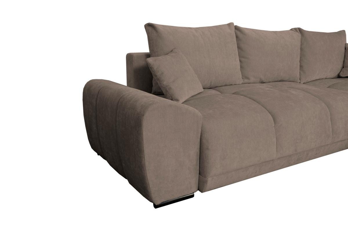 Rohová sedačka BONN, oboustranná, šedohnědá žinylka - černá/šedohnědá, Moderní, textil/plast (296/182cm)