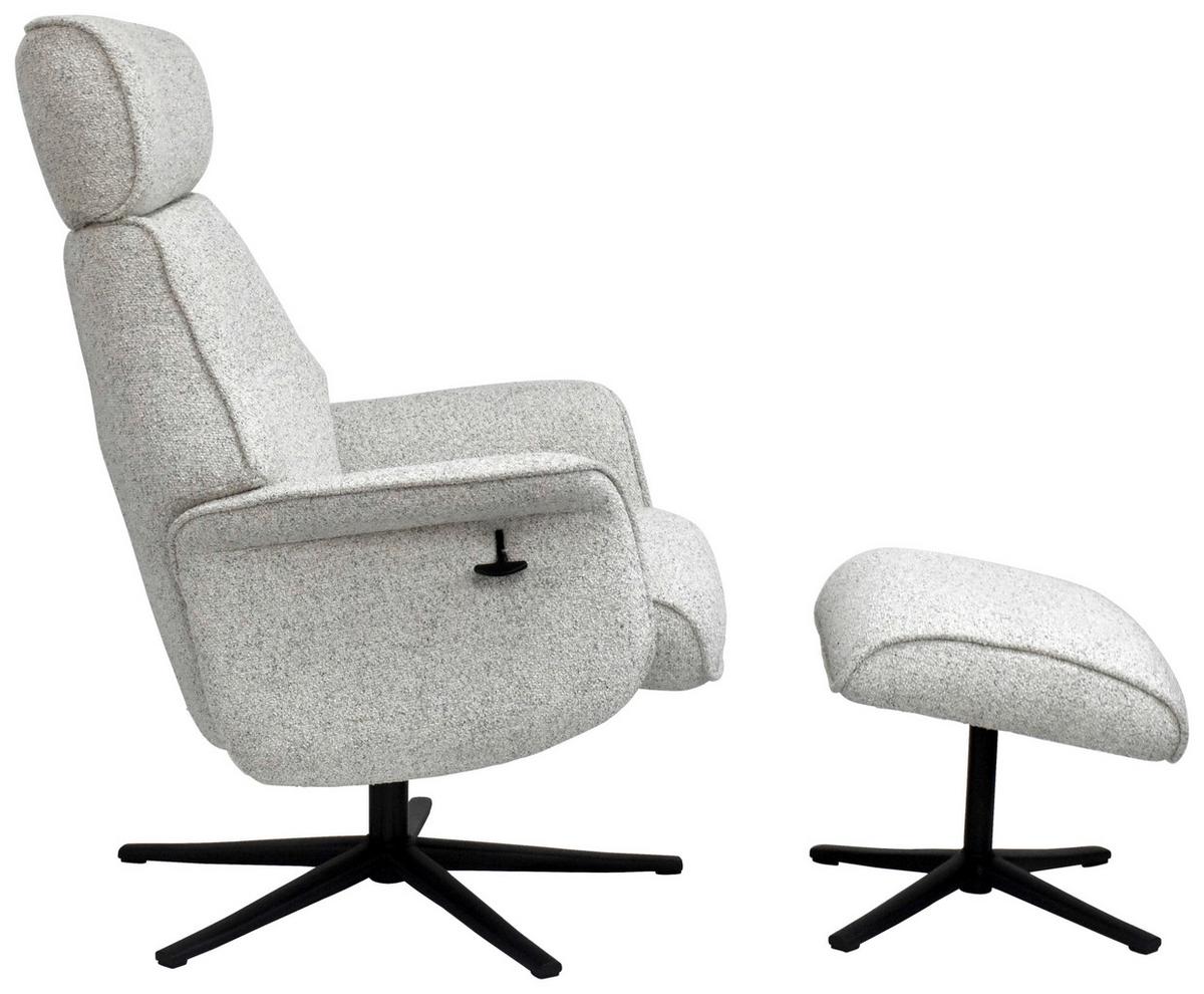 Relaxsesselset Mellow Beige B: 77 cm - Creme/Schwarz, Design, Holz/Textil (77/108/81cm) - Livetastic