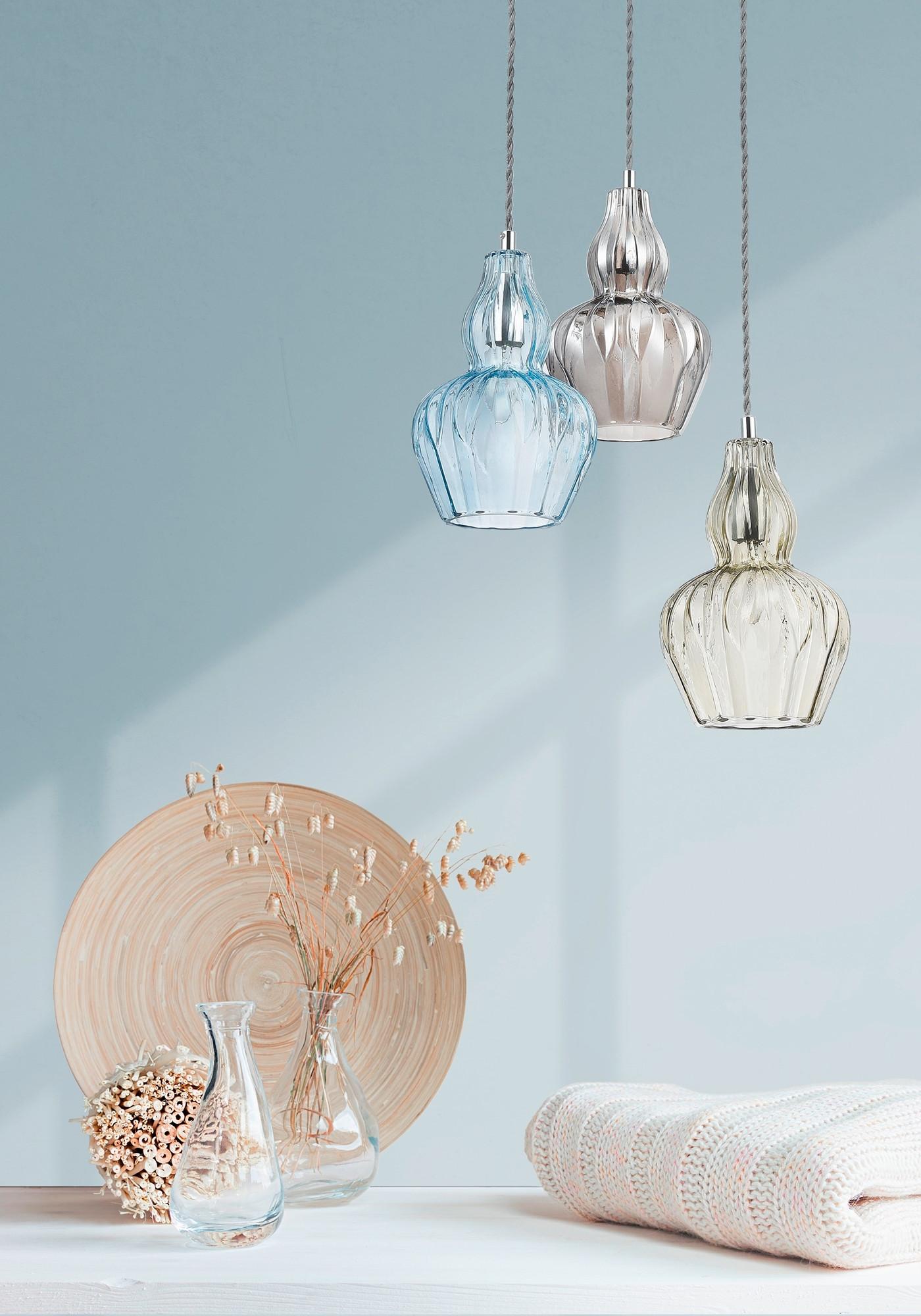 Pendelleuchte Eustoma - Transparent/Nickelfarben, Trend, Glas/Metall (16/23cm) - MAYTONI