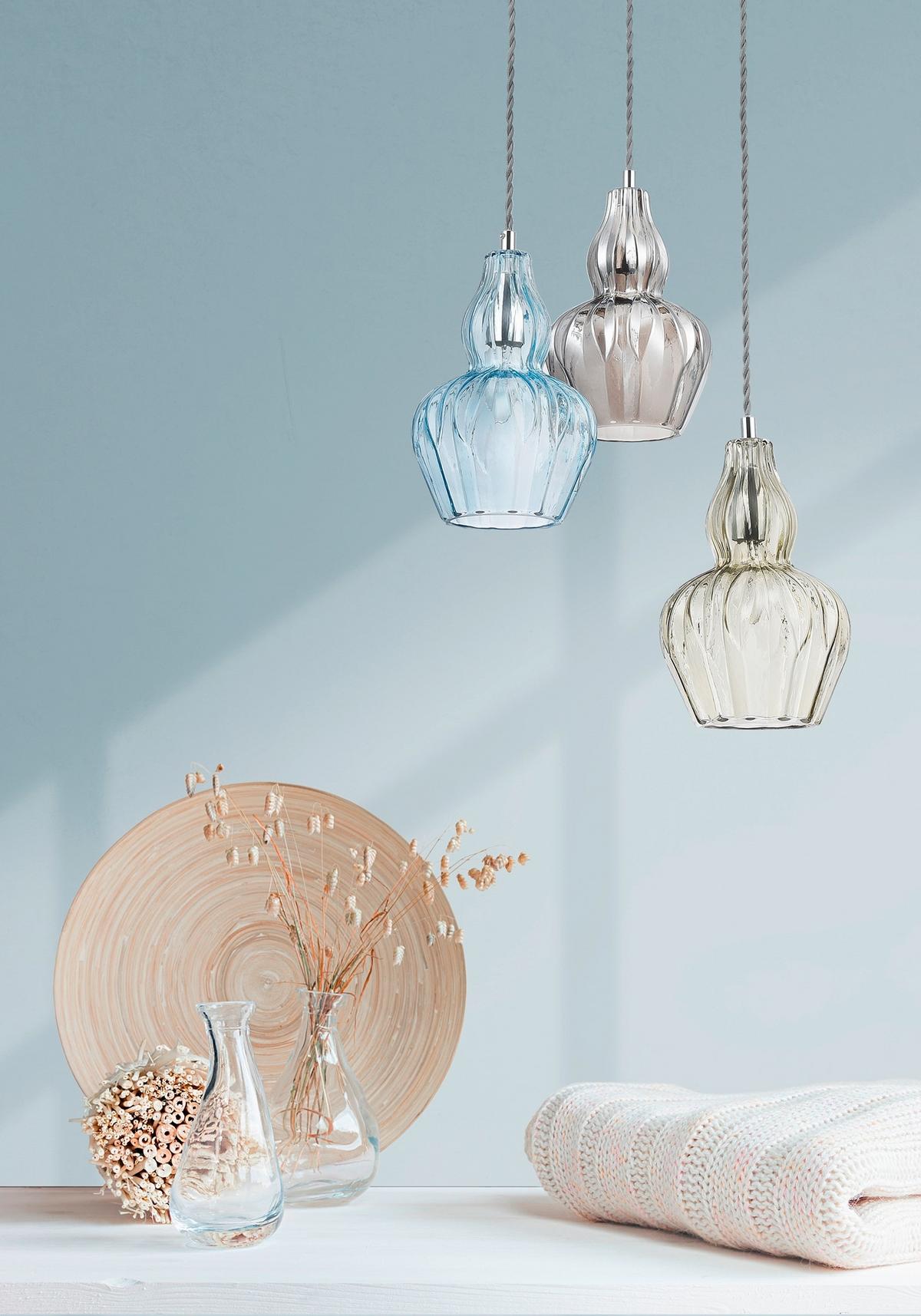 Pendelleuchte Eustoma - Transparent/Nickelfarben, Trend, Glas/Metall (16/23cm) - MAYTONI
