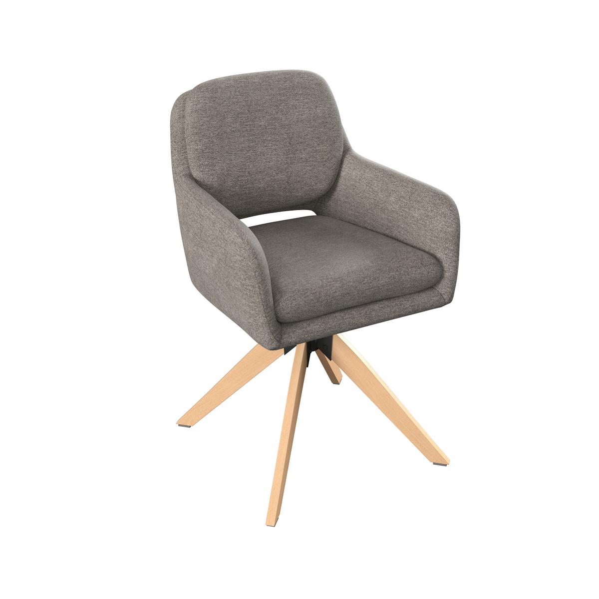 Stolička s podrúčkami Adrien, hnedá - hnedá/prírodná farba, Modern, kov/drevo (60/88/65cm) - Bessagi Home