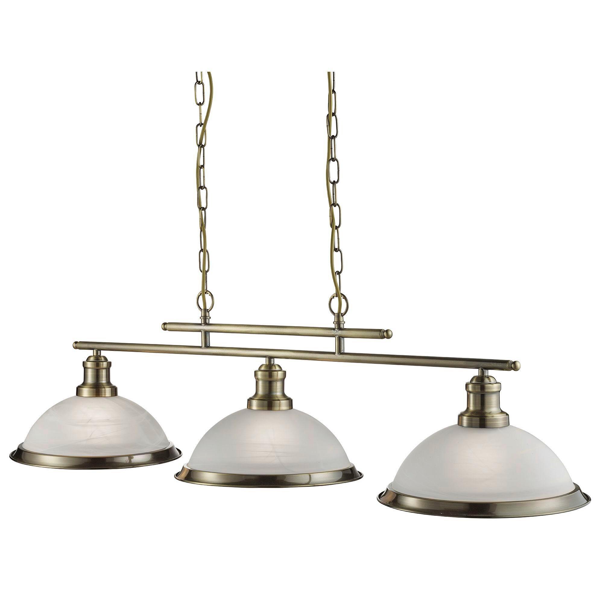 Hängeleuchte Bistro 2683-3ab - Messingfarben/Weiß, Design, Glas/Metall (100/82/28cm)