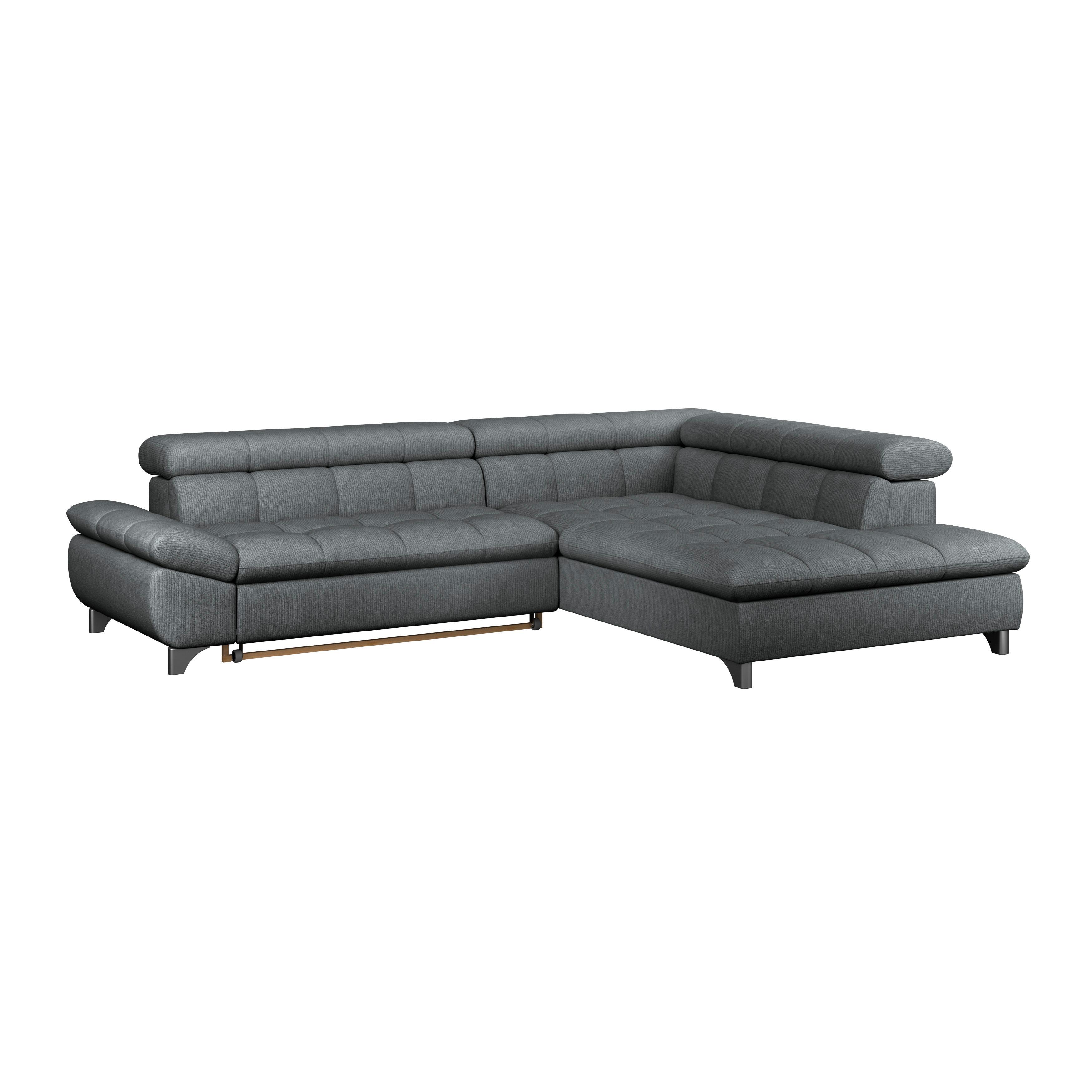 Rohová sedačka GEMINI S, pravá, grafitová ženilka - grafitová/chrómová, Konventionell, kov/textil (312/234cm)