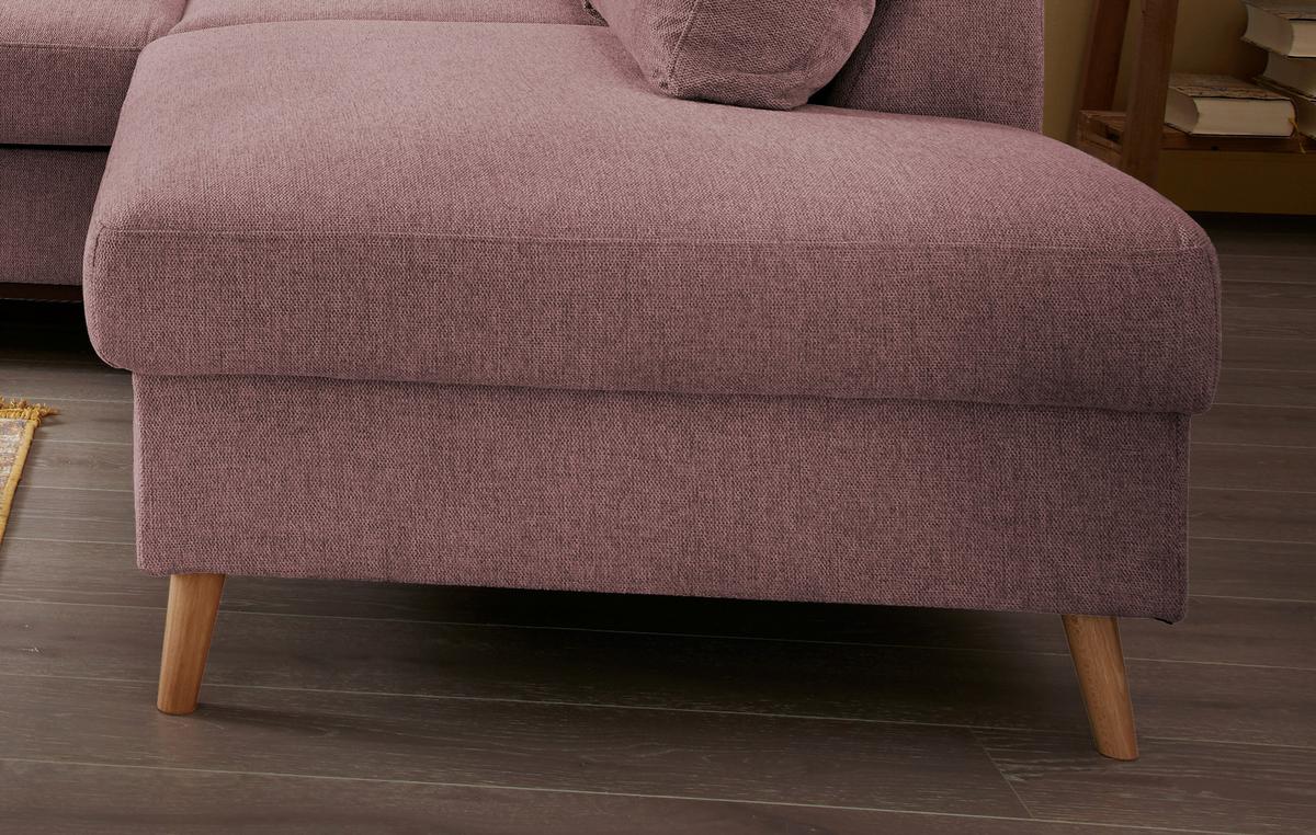 Ecksofa mit Schlaffunktion Valentina mit Kissen Rosa - Rosa/Naturfarben, KONVENTIONELL, Textil (230/200cm) - P & B