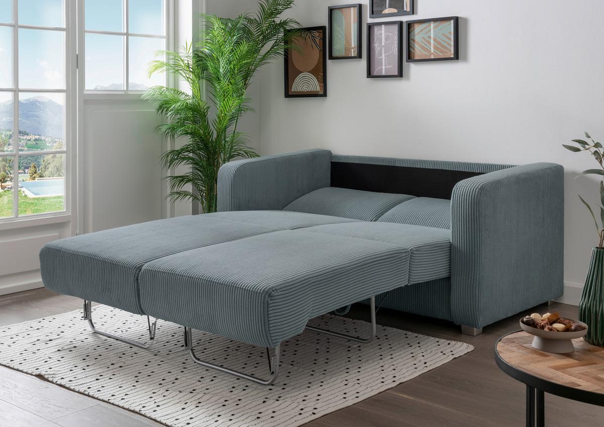 Schlafsofa Mia, Petrol B: 159 Cm - Chromfarben/Petrol, Basics, Textil (159/88/87cm) - Livetastic