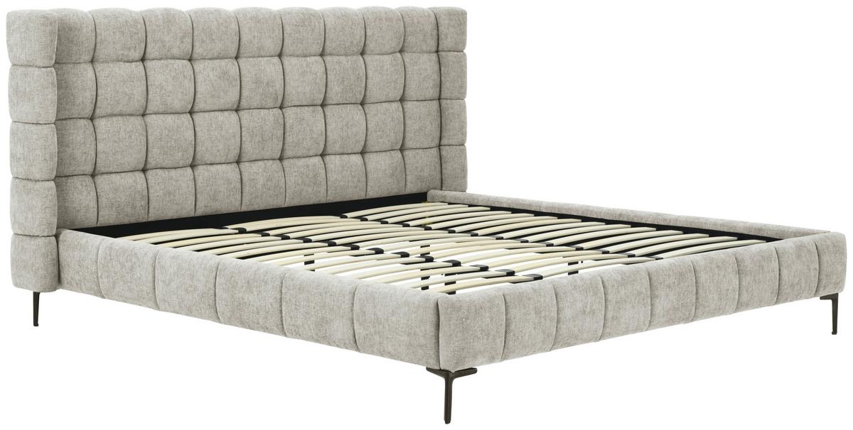 Polsterbett Stitch Grau B: 218 Cm - Eichefarben/Schwarz, Design, Holz/Textil (218/116/222cm) - Livetastic