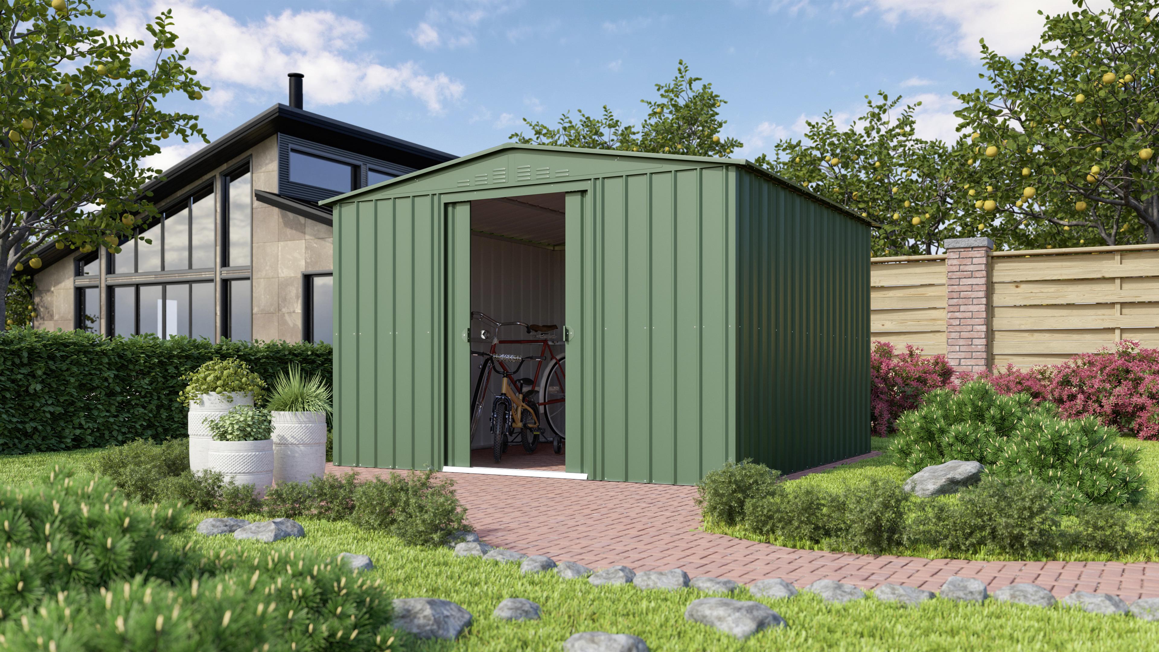 Gerätehaus Ohne Boden 308x202x247 - Dunkelgrün, Basics, Metall (308/202/247cm)