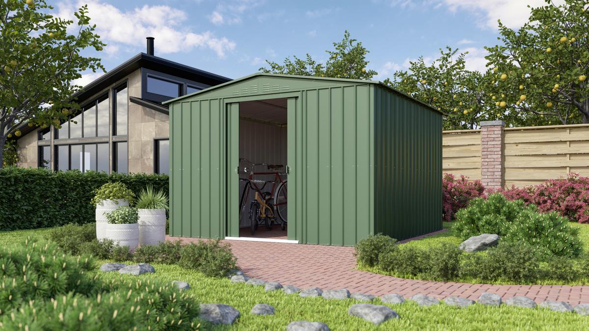 Gerätehaus Ohne Boden 308x202x247 - Dunkelgrün, Basics, Metall (308/202/247cm)
