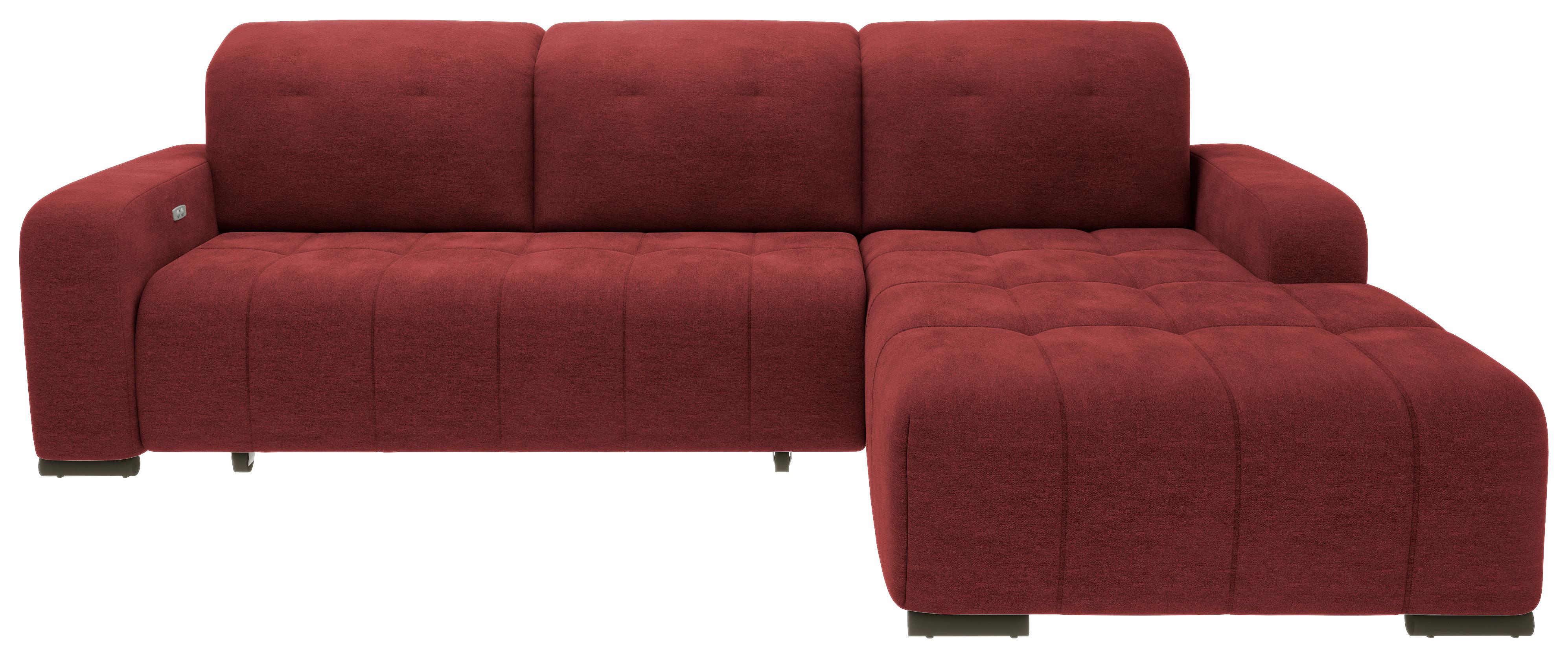 Ecksofa Vicari Rot S: 185x292 Cm - Rot/Schwarz, MODERN, Textil (185/292cm) - Livetastic