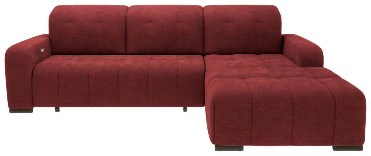 Ecksofa Vicari Rot S: 185x292 Cm - Rot/Schwarz, MODERN, Textil (185/292cm) - Livetastic