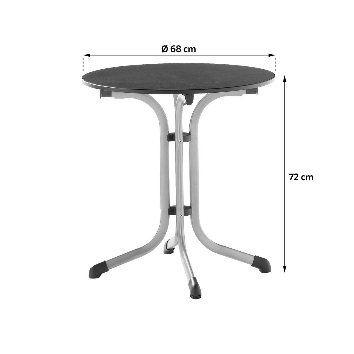 Gartentisch Klappbar Stahl D: 68cm - Anthrazit/Graphitfarben, MODERN, Holzwerkstoff/Metall (68/72cm) - Sieger