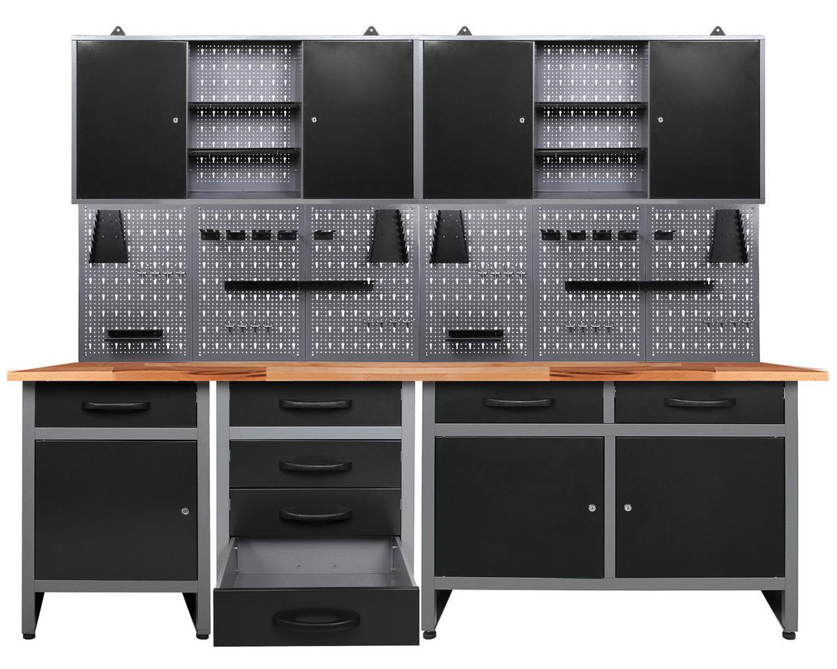 Werkbank-Set Entdecker B: 240 cm Anthrazit/Grau - Anthrazit/Grau, Basics, Holz/Metall (240/205/60cm)