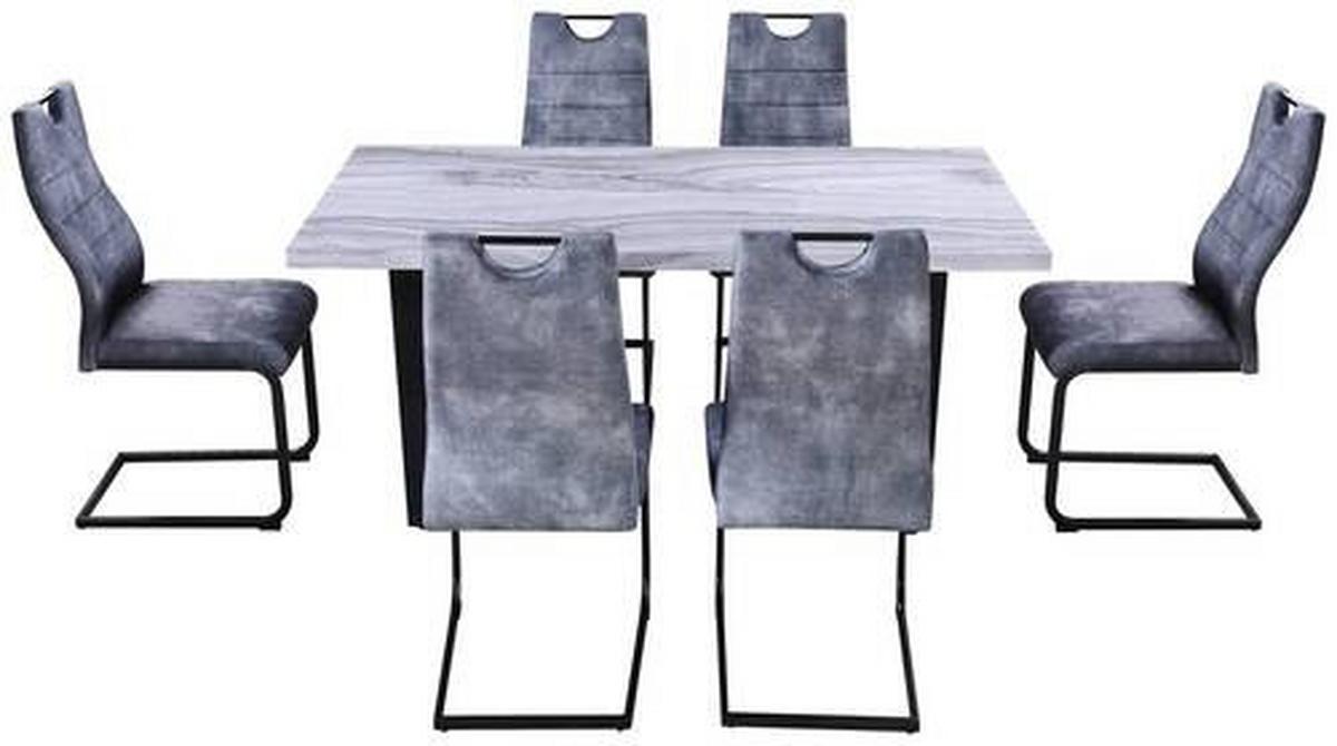 JÍDELNÍ SET MELBOURNE - šedá/černá, Moderní, kov/kompozitní dřevo (160/75/90cm) - Nedis SmartLife
