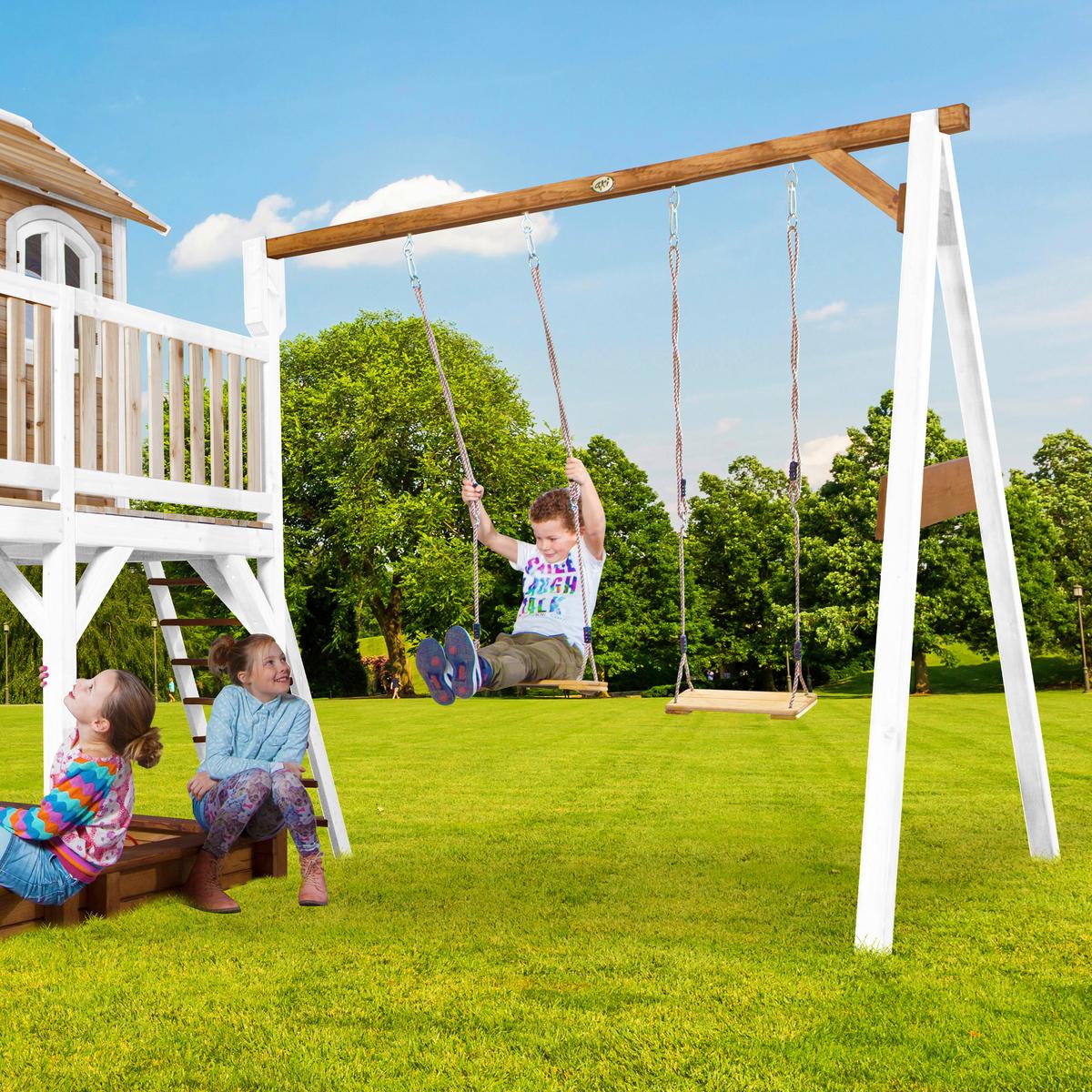 Spielturm A030.153.81 - Braun/Weiß, KONVENTIONELL, Holz (613/291/277cm) - Ambia Garden