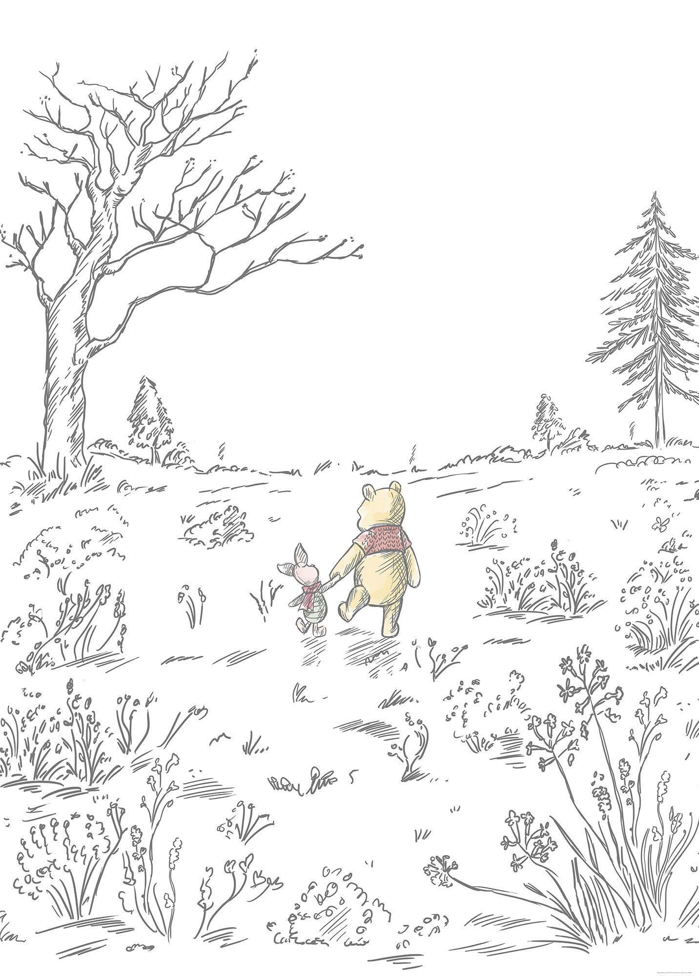Fototapete Winnie The Pooh Walk - Multicolor, Trend, Textil (200/280cm)