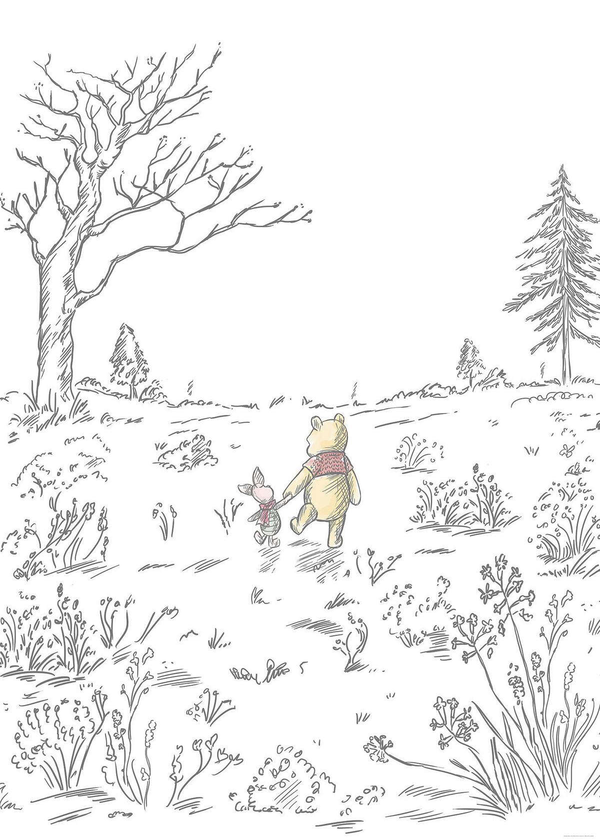 Fototapete Winnie The Pooh Walk - Multicolor, Trend, Textil (200/280cm)