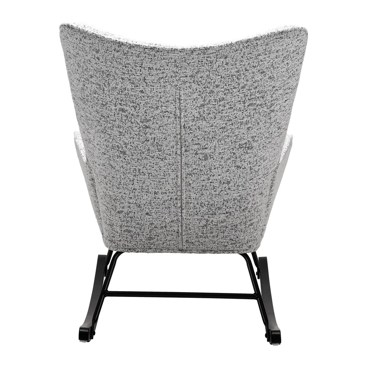 Houpací křeslo ROCK, světle šedé buklé, max. 140 kg - bílá/černá, Moderní, kov/dřevo (66/90/77cm) - Mömax