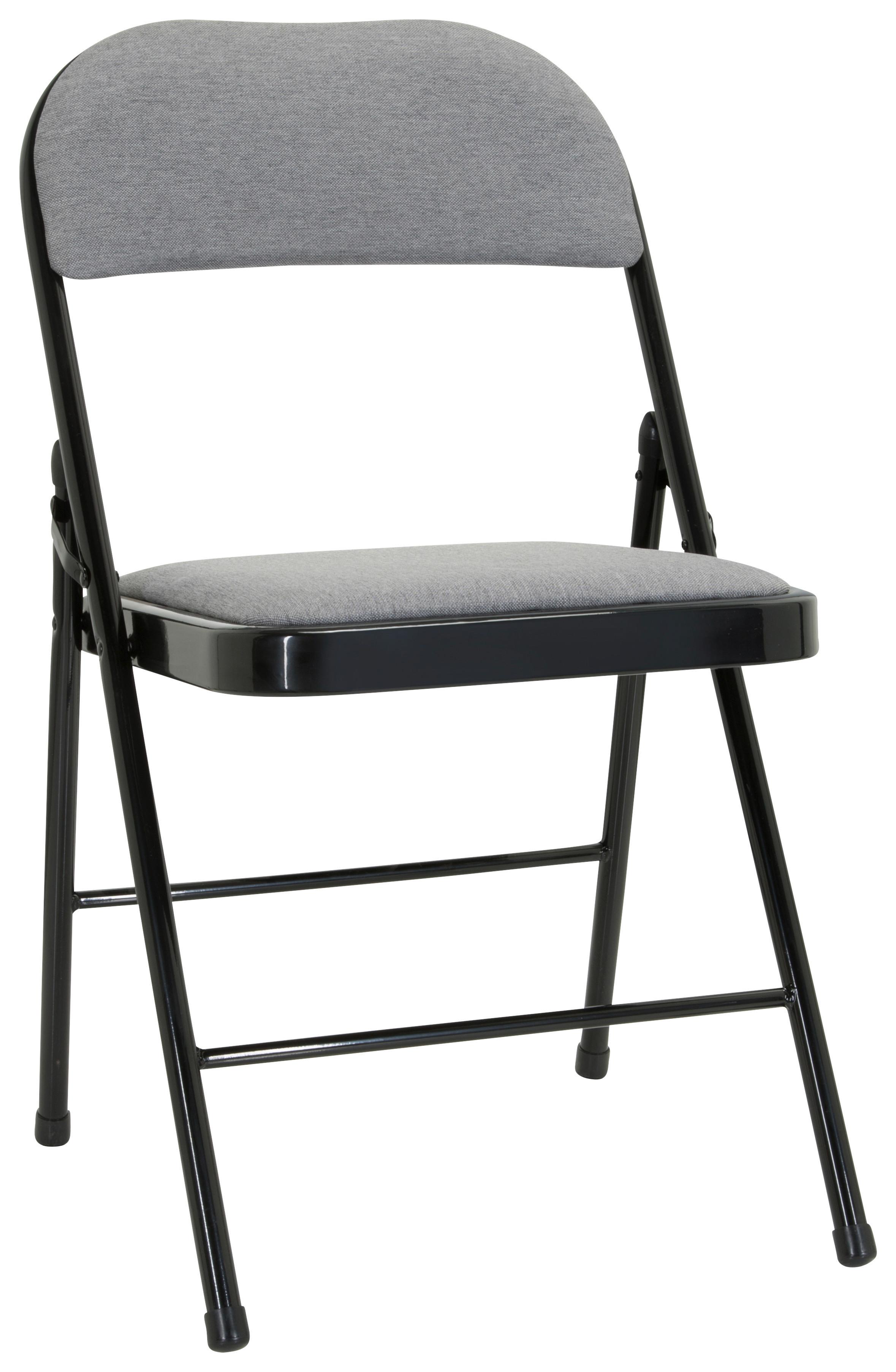 Klappstuhl Tudela II Schwarz/Hellgrau - Hellgrau/Schwarz, Basics, Textil/Metall (44/80/49cm) - MID.YOU