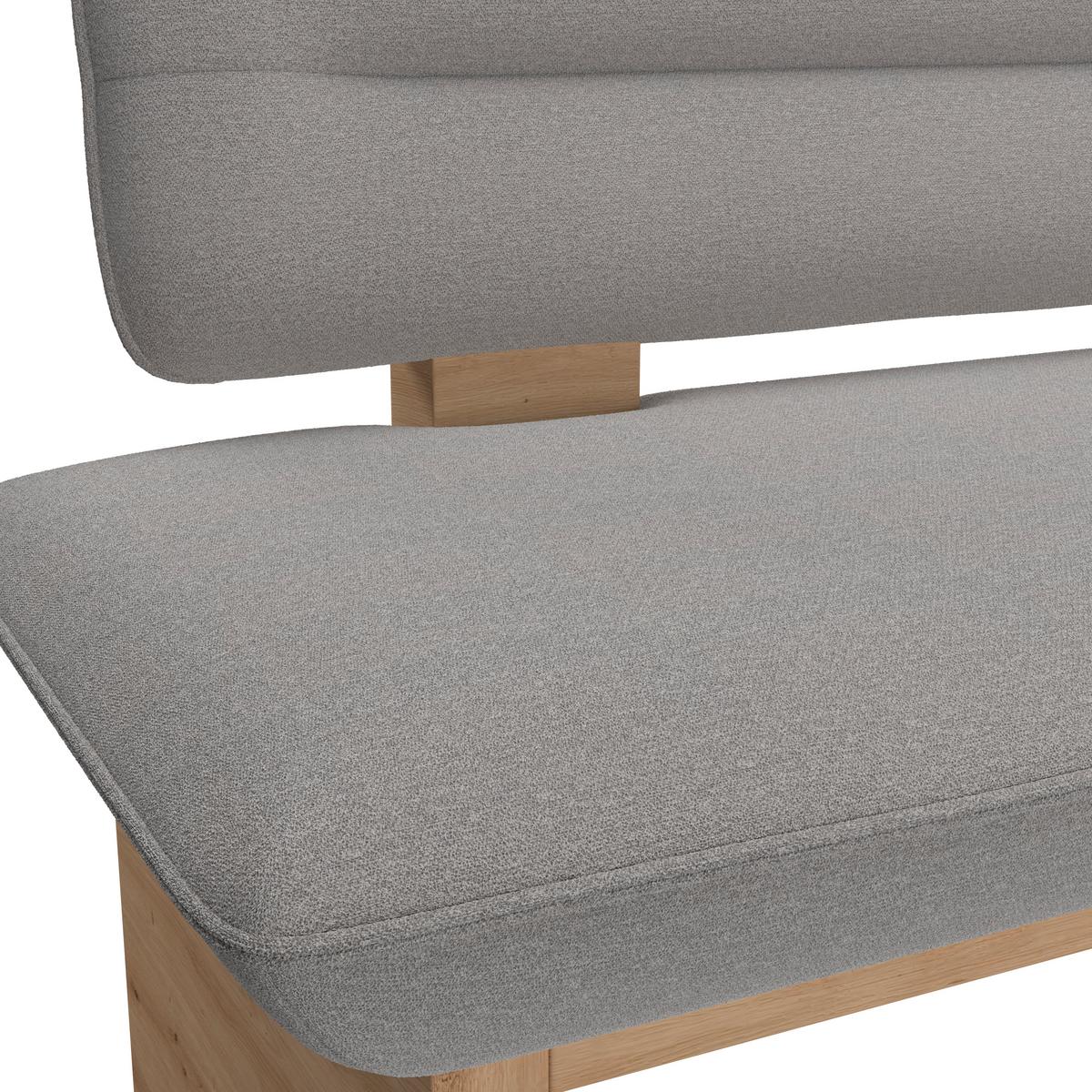 Sitzbank Beluna II Webstoff hellgrau, B: 140cm - Eichefarben/Hellgrau, KONVENTIONELL, Holzwerkstoff/Textil (140/87/67cm) - James Wood