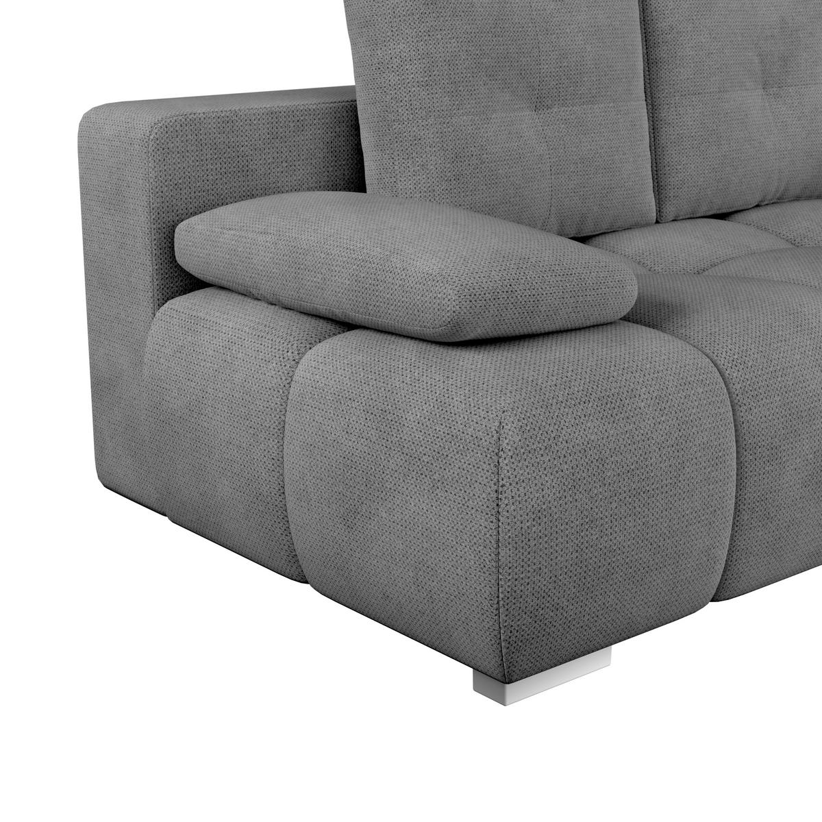 Boxspringsofa mit Bettkasten Webstoff dunkelgrau, B: 206 cm - Chromfarben/Dunkelgrau, Trend, Holzwerkstoff/Textil (206/90/105cm) - Luca Bessoni