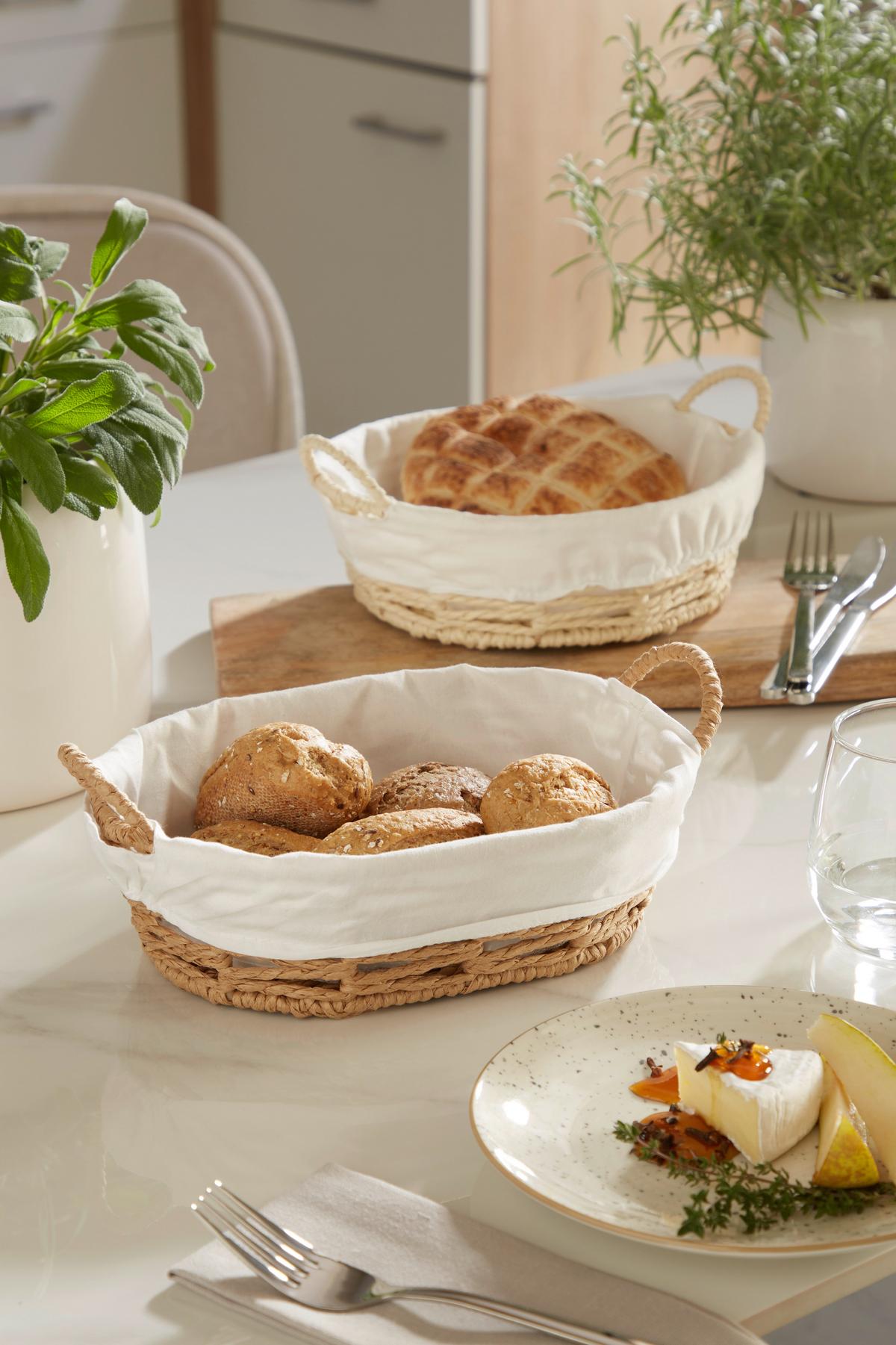 Brotkorb Leandra - Beige/Braun, Basics, Papier/Textil - Luca Bessoni