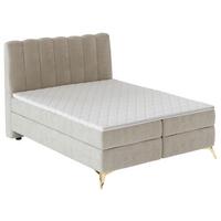 Boxbett Lexi Beige, inkl. Topper 90x200 - Beige/Goldfarben, Basics, Holz/Textil (90/200cm) - Livetastic