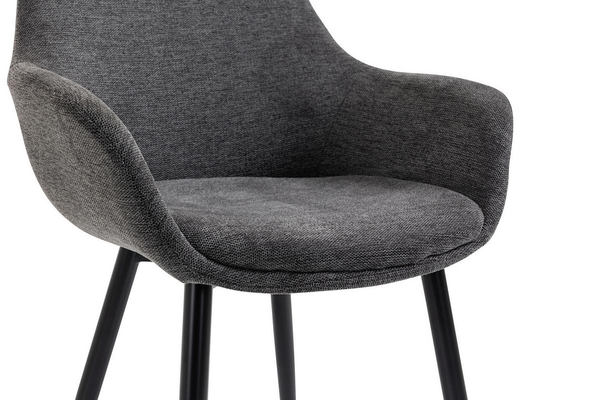 Tischgruppe Anthrazit/Walnussfarben 180 cm - Anthrazit/Walnussfarben, MODERN, Holz/Textil (180/90/75cm) - Livetastic