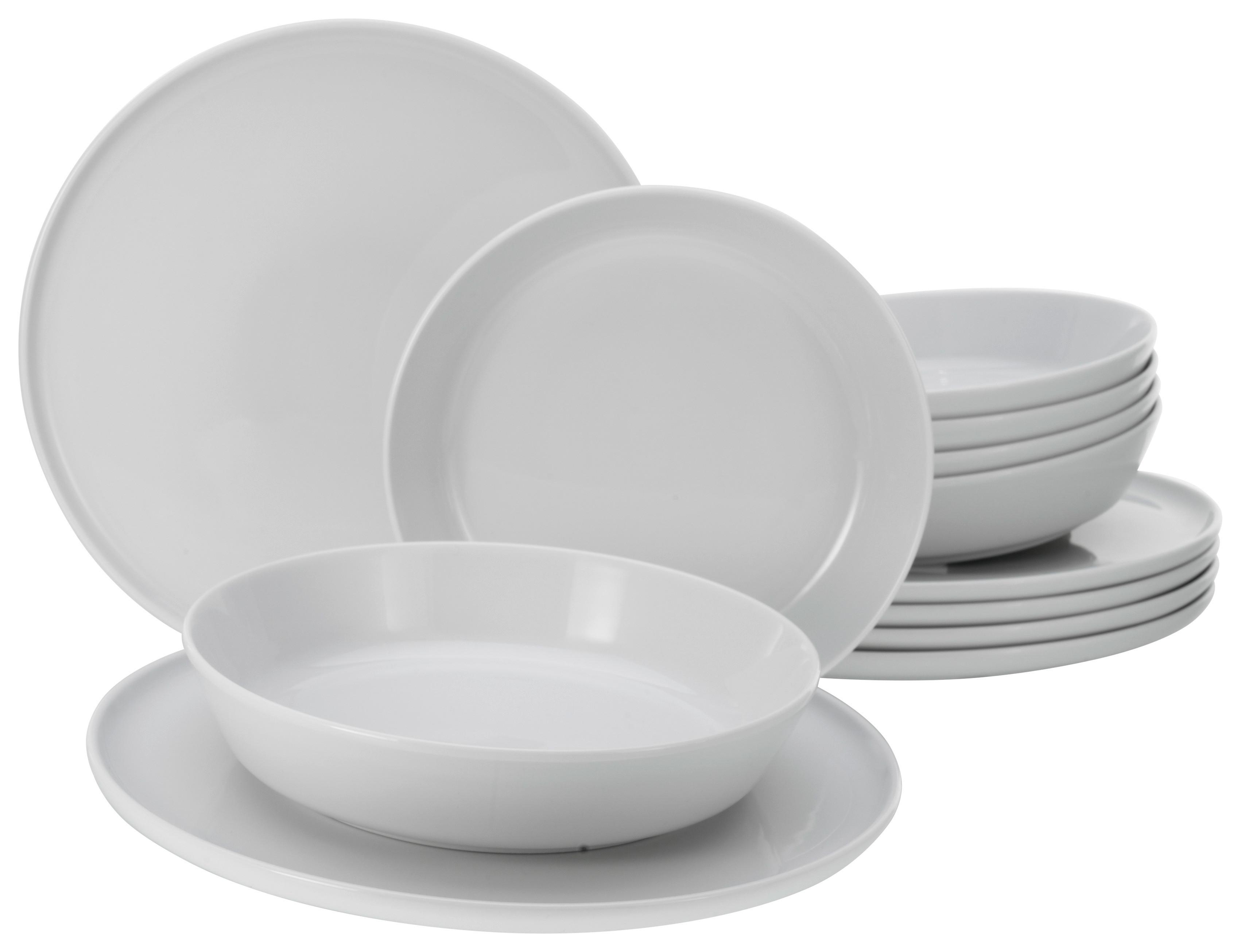 Tafelservice Keramik 6 Personen Geschirr Set Weiß - Weiß, Basics, Keramik (29/25/30cm) - Creatable
