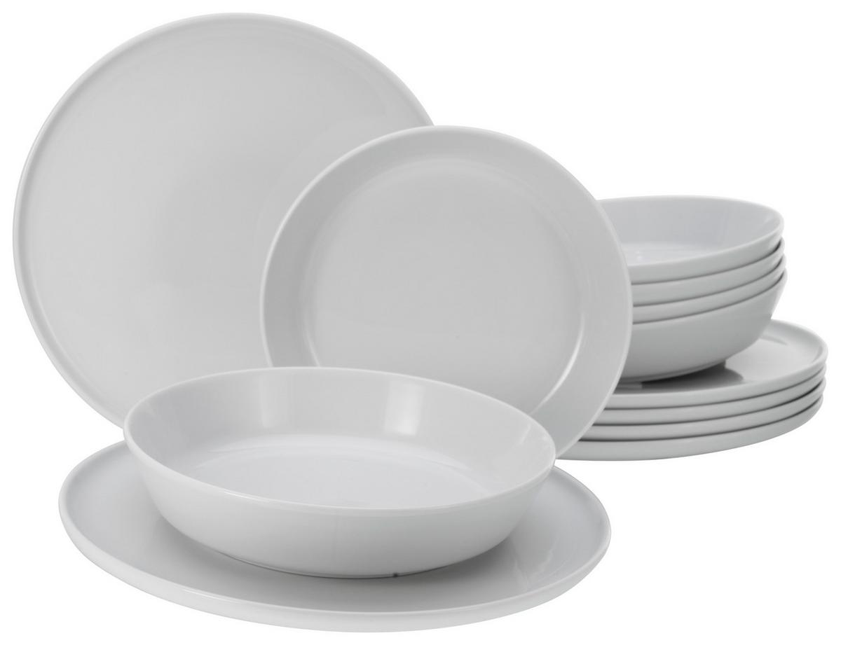 Tafelservice Keramik 6 Personen Geschirr Set Weiß - Weiß, Basics, Keramik (29/25/30cm) - Creatable
