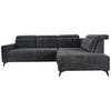 Ecksofa Barletta New Dunkelgrau, Lf: 146x227 cm - Dunkelgrau/Schwarz, ROMANTIK / LANDHAUS, Textil (289/228cm) - Luca Bessoni