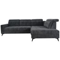 Ecksofa Barletta New Dunkelgrau, Lf: 146x227 cm - Dunkelgrau/Schwarz, ROMANTIK / LANDHAUS, Textil (289/228cm) - Luca Bessoni