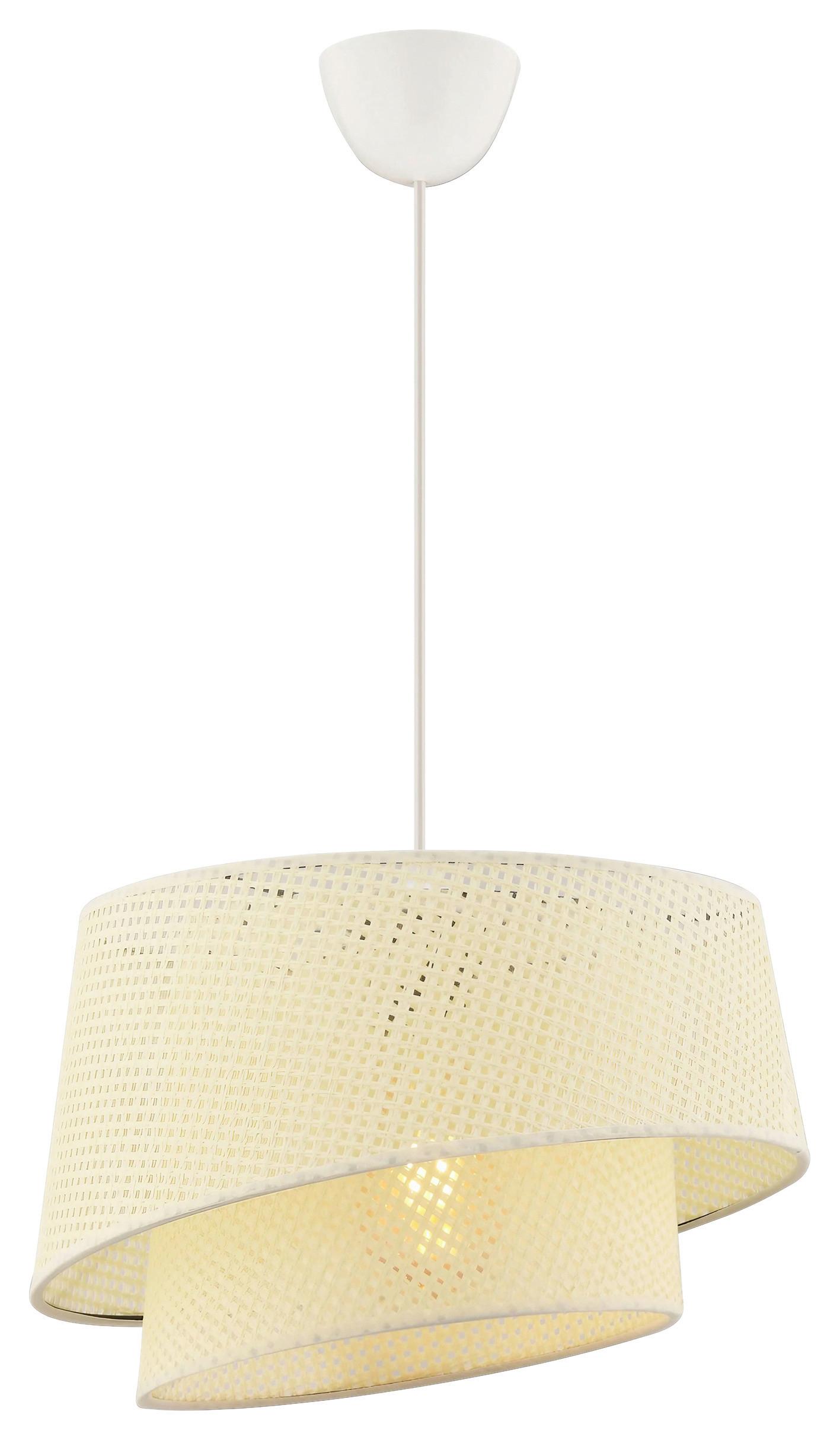 Hängeleuchte, E27 Barette Hazeran - White - Weiß, Design, Textil/Metall (32/65cm) - P & B
