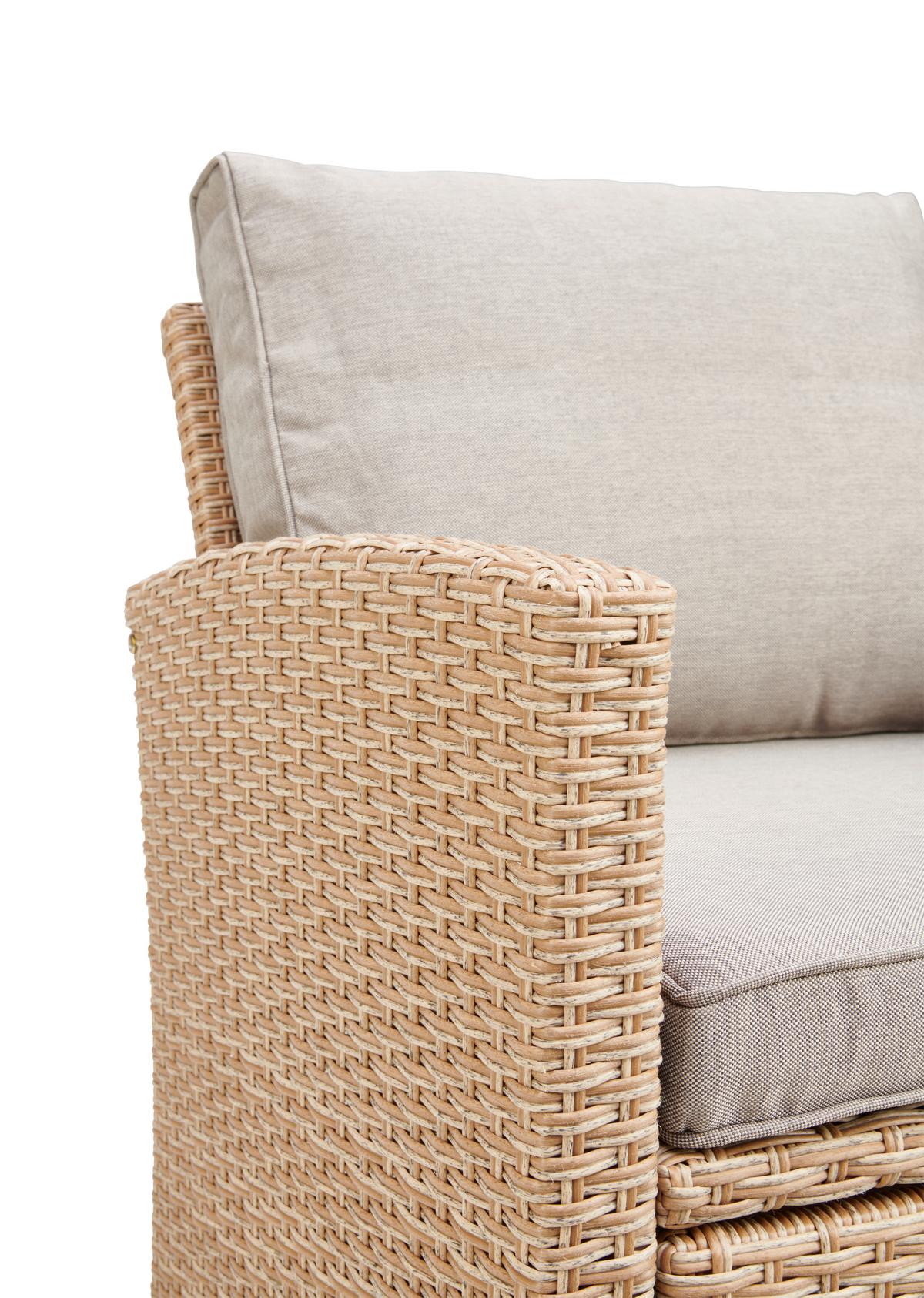 Loungegarnitur 6-tlg. Porto- Multi, Polyrattan Mit Kissen - Hellbraun/Grau, MODERN, Kunststoff/Textil (190/237cm) - Beldano