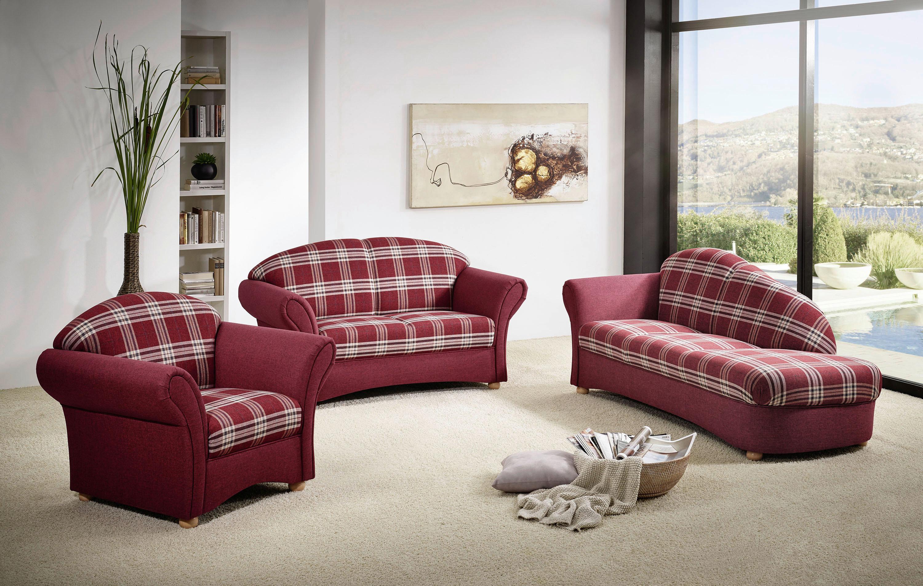 Recamiere Corona Rot, Rücken Echt - Buchefarben/Braun, Design, Textil (191/83/81cm) - Max Winzer