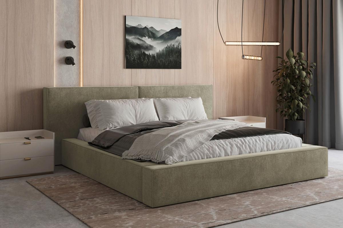 POLSTERBETT Jasmine Olivgrün 180x200cm - Schwarz/Olivgrün, MODERN, Holz/Metall (180/200cm) - MID.YOU