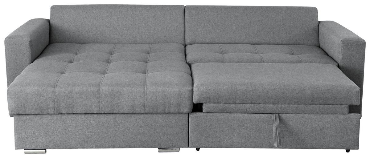 Ecksofa Flavio Grau S: 165x265cm - Silberfarben/Schwarz, Design, Textil (165/265cm) - MID.YOU