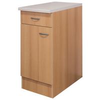 Spodná kuchynská skrinka NANO US 40 - farba buka/farba ušľachtilej ocele, Modern, kompozitné drevo/plast (40/85/57cm) - MID.YOU