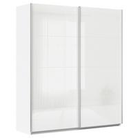 Schwebetürenschrank Feldkirch 181 Normalihöhe - Weiß Hochglanz/Weiß, MODERN, Glas/Holzwerkstoff (181/210/62cm)