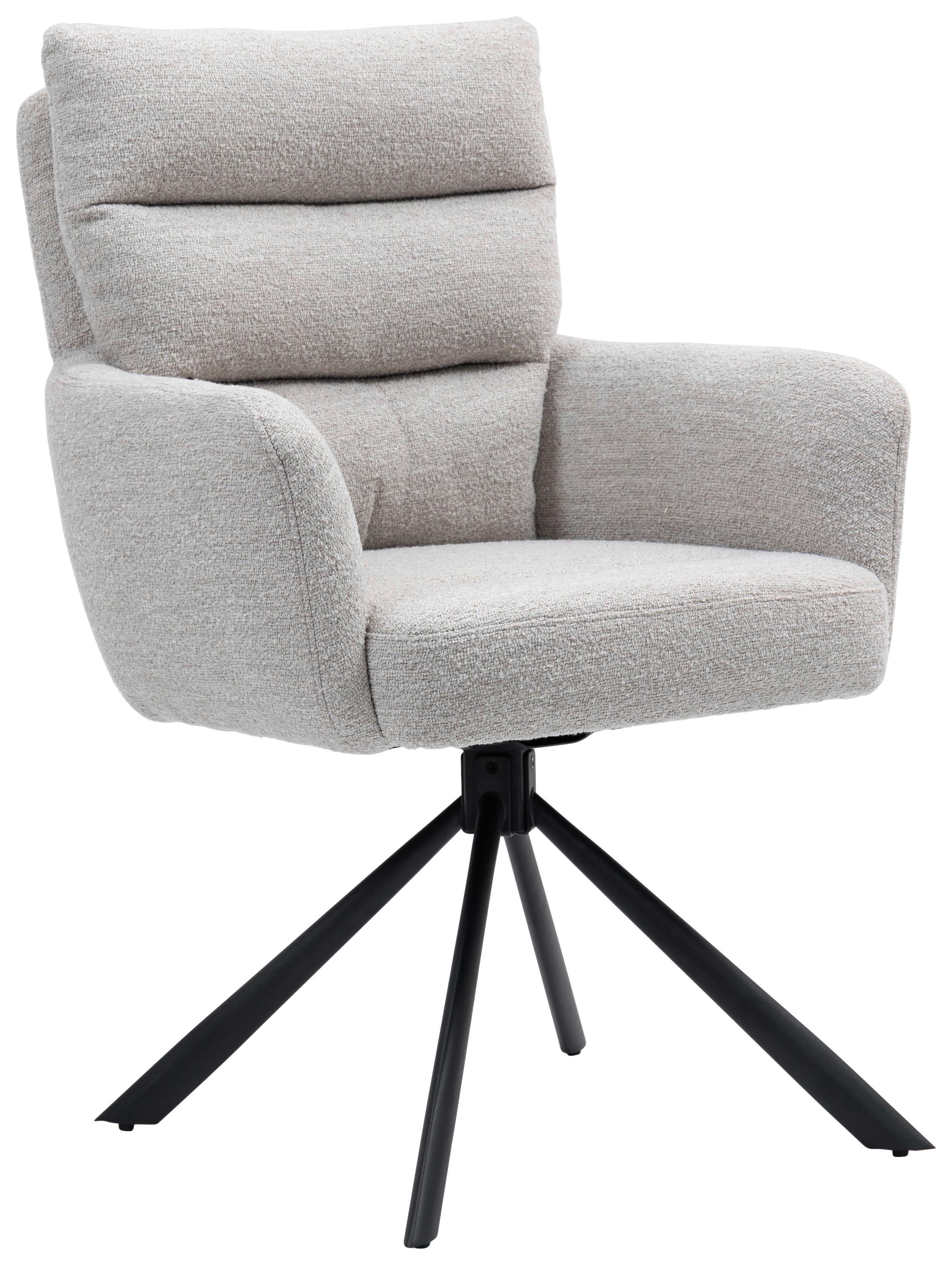 Armlehnstuhl Elli Taupe Sitzfl. 180° drehbar, B: 60cm - Taupe/Schwarz, KONVENTIONELL, Textil/Metall (60/95/67cm) - MID.YOU