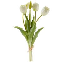UMĚLÁ KVĚTINA TULPEN I - bílá/zelená, Moderní, kov/plast (39cm)