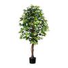Kunstpflanze Ficus Benjamina H: 150 Cm - Schwarz/Braun, Design, Naturmaterialien/Kunststoff (150cm) - P & B