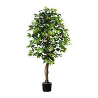 Kunstpflanze Ficus Benjamina H: 150 cm - Schwarz/Braun, Design, Naturmaterialien/Kunststoff (150cm) - P & B