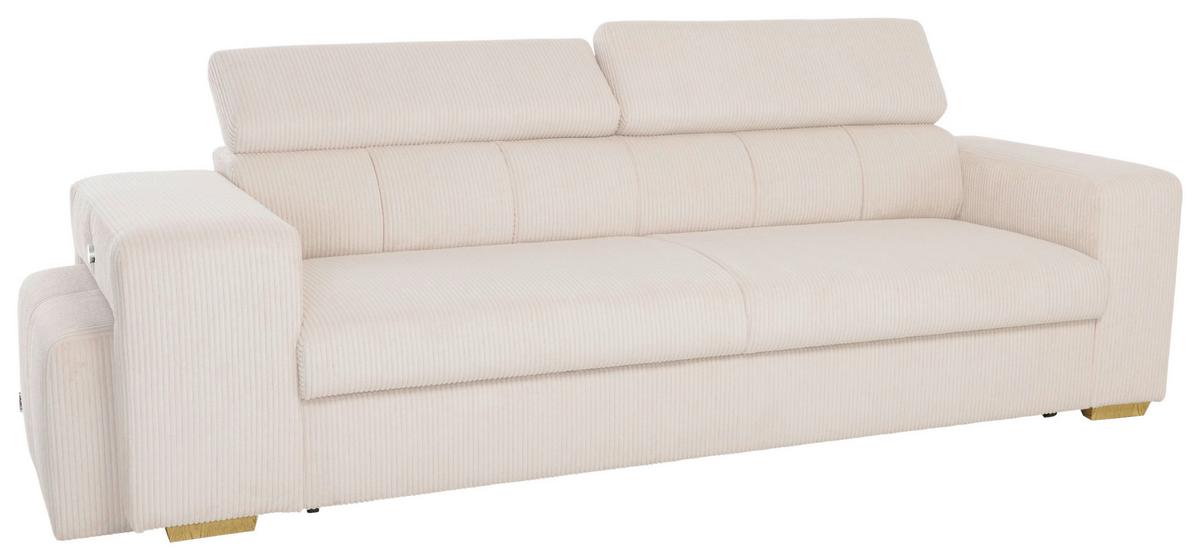 3-SitzerSofa m. Schlaffunktion Sirius S creme, B: 251cm - Creme/Schwarz, KONVENTIONELL, Holz/Holzwerkstoff (251/96/100cm)