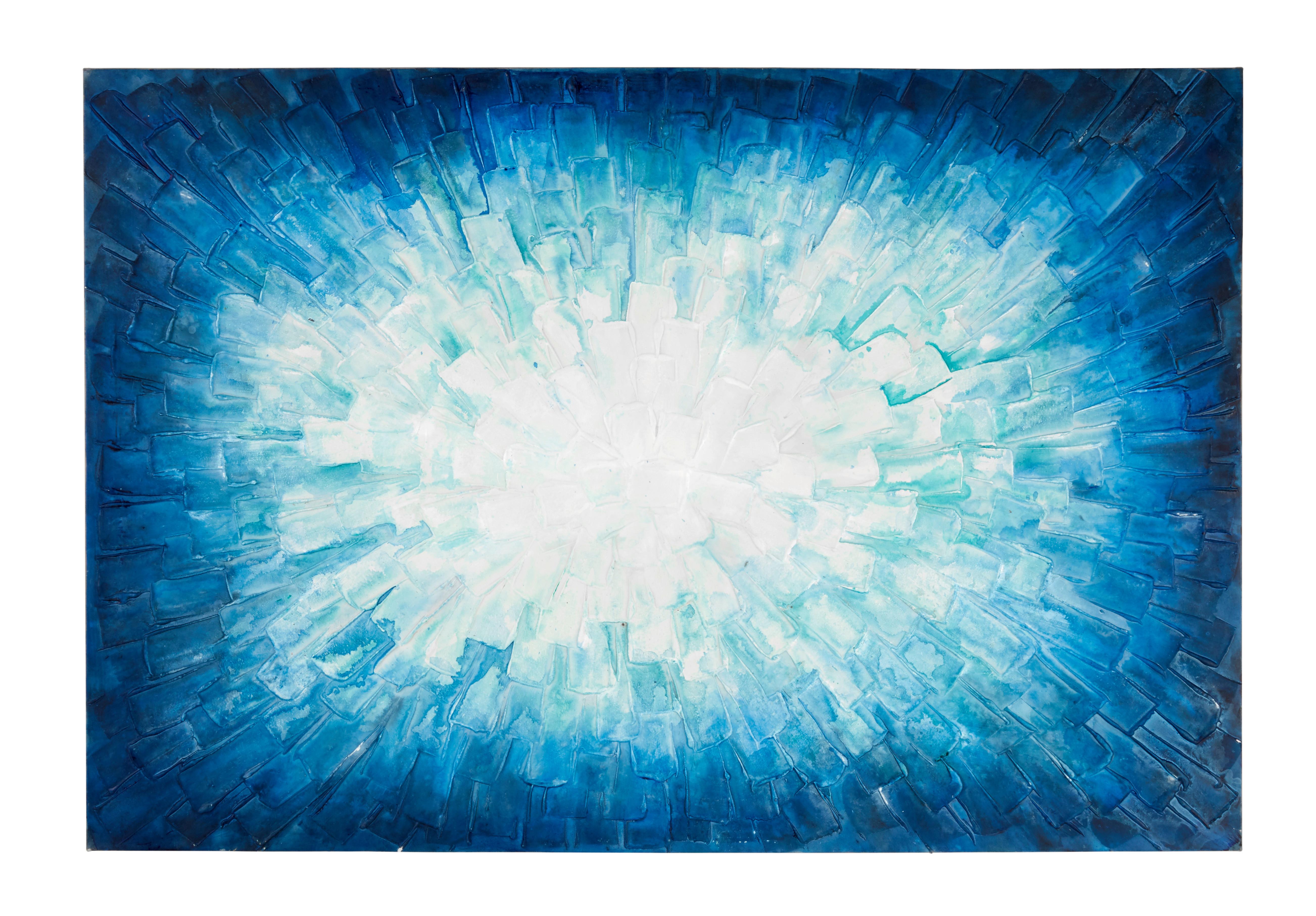 Obraz Acryl, 80/120cm - bílá/modrá, dřevo/textil (80/120cm) - Premium Living