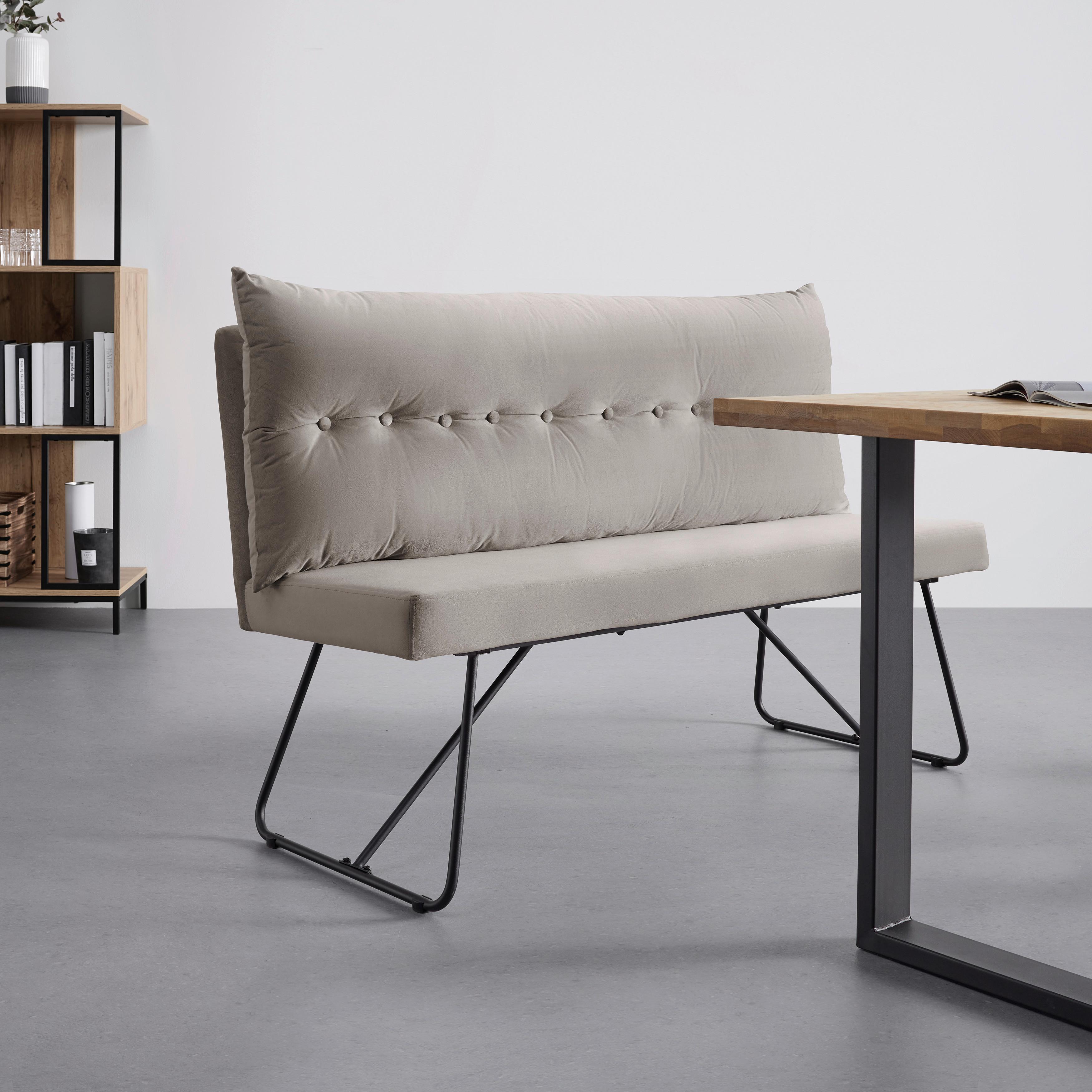 Lavica ze sametu Bono šedohnědá - černá/béžová, Moderní, kov/dřevo (140/92/63cm) - Bessagi Home
