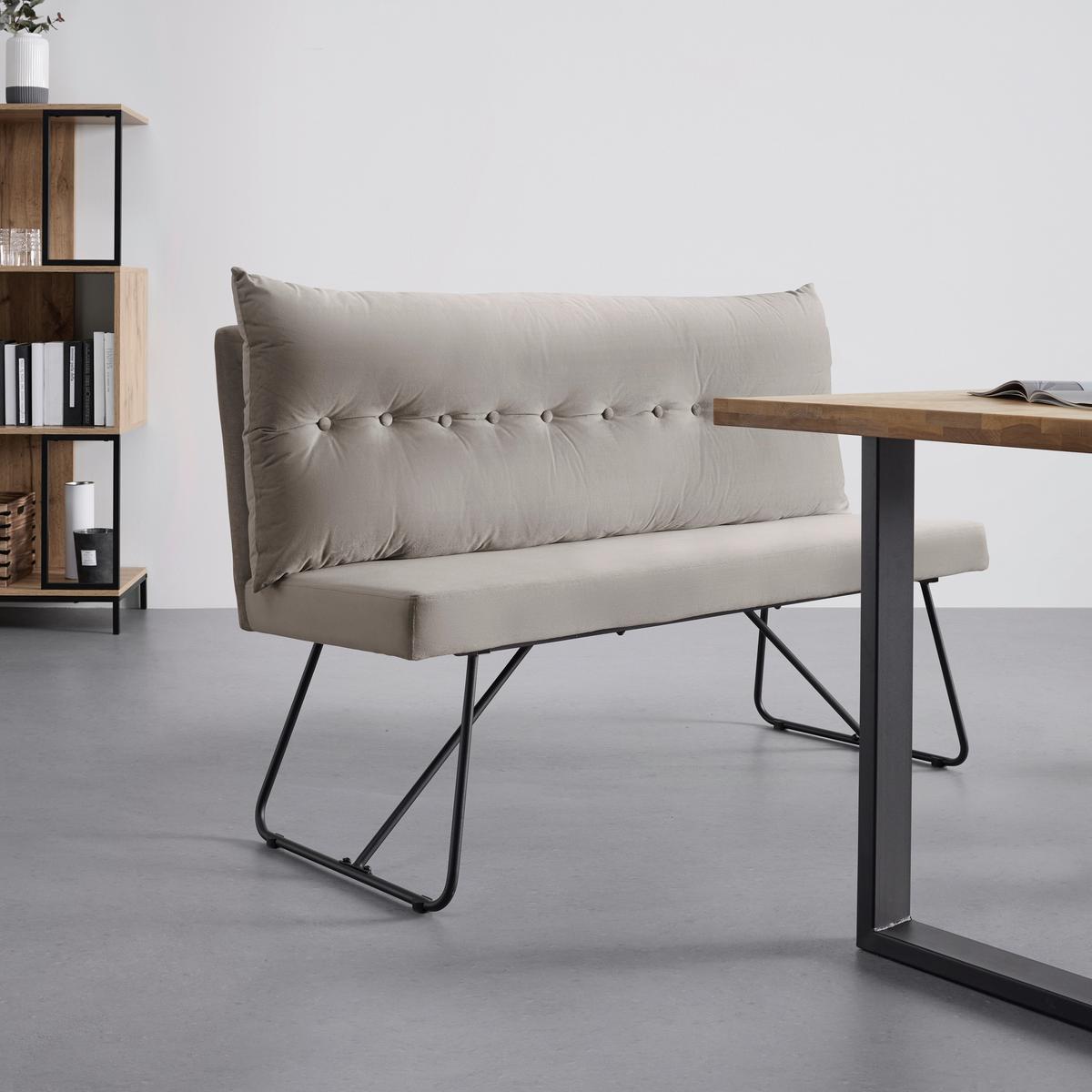 Lavica ze sametu Bono šedohnědá - černá/béžová, Moderní, kov/dřevo (140/92/63cm) - Bessagi Home