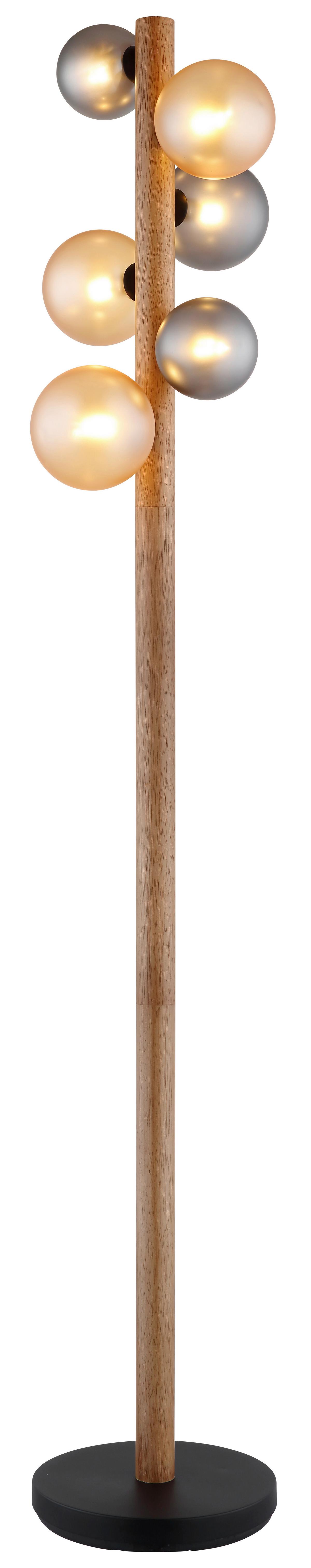 STEHLEUCHTE Exkl. 5xG9 5W - Dunkelbraun/Schwarz, Basics, Glas/Holz (29/150cm) - Globo