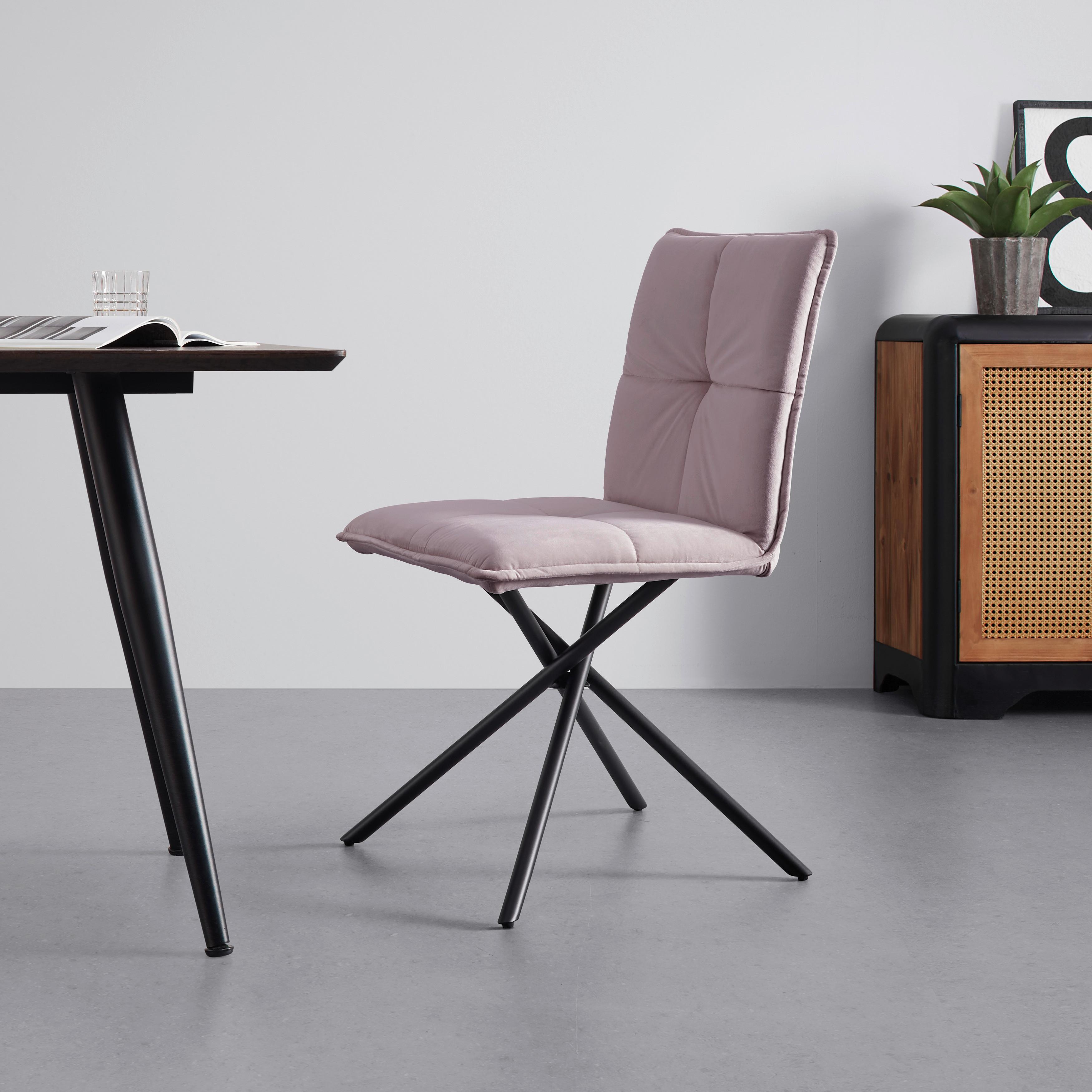 Stolička Lunita ružová - čierna/ružová, Modern, kov/textil (47/88/57cm) - Bessagi Home